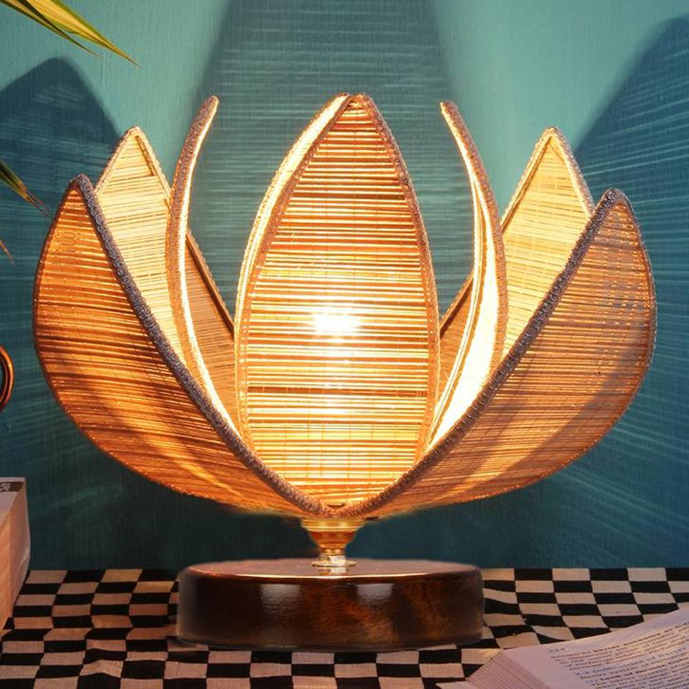Walter Rose Bamboo table lamp with brown wood base