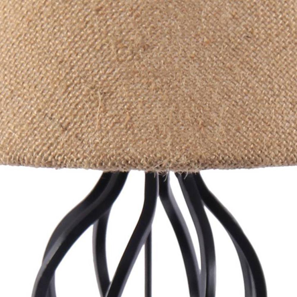 Ethelwyn Beige Natural Fiber Shade Table Lamp with Black Iron Base