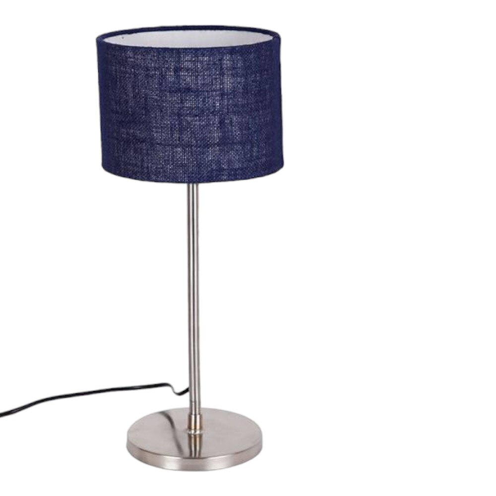 Hakeem Blue Natural Fiber Shade Table Lamp with Steel Steel Base