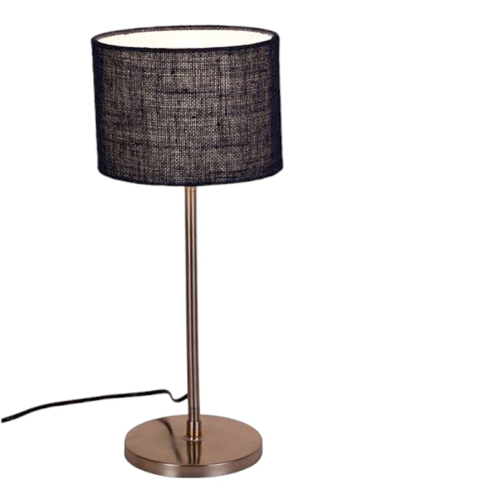 Hakeem Blue Natural Fiber Shade Table Lamp with Steel Steel Base