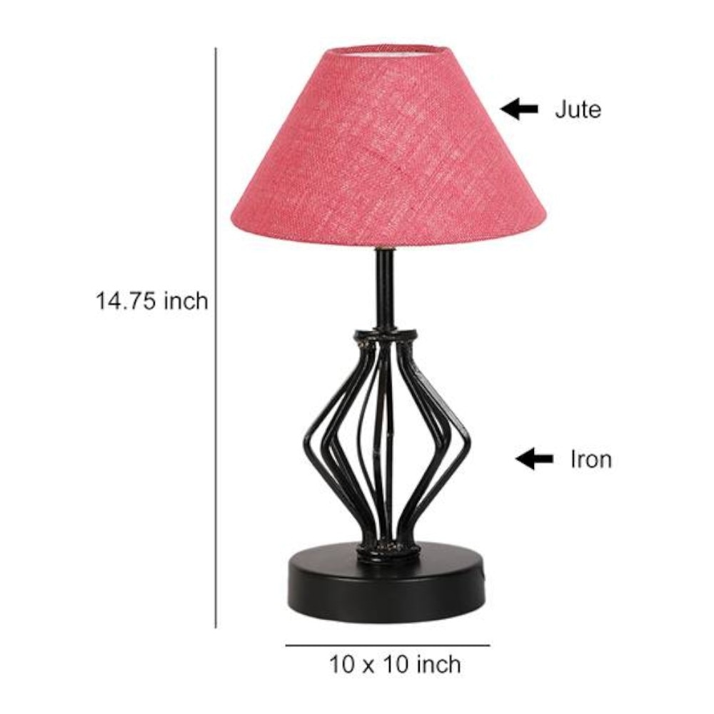 Maisie Pink Jute Table lamp with Iron Base