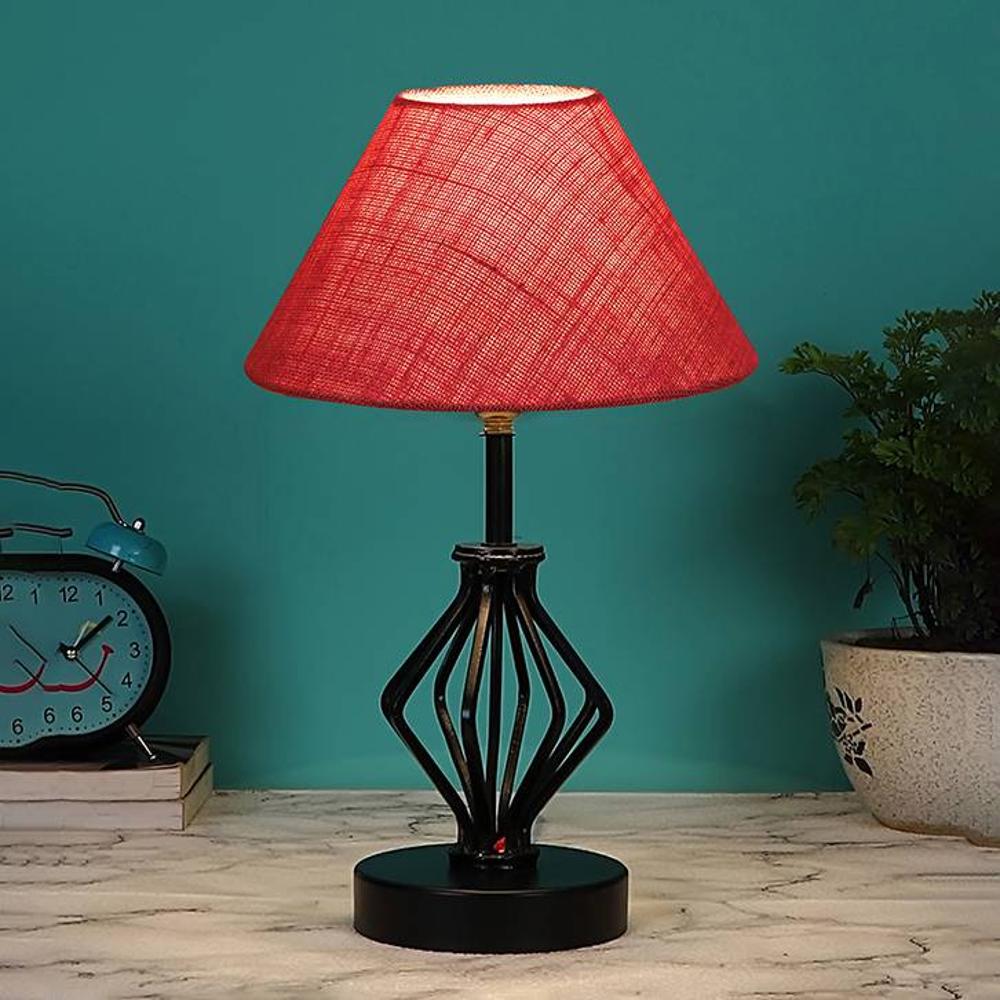 Maisie Pink Jute Table lamp with Iron Base