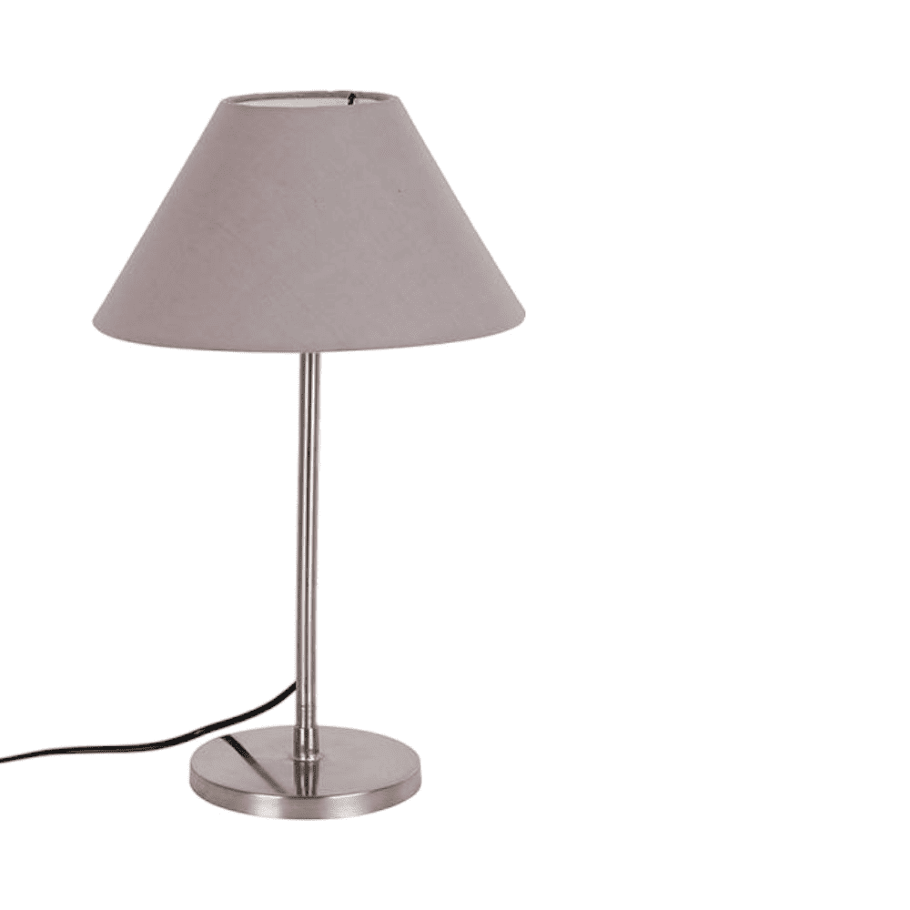 Foster Grey Fabric Shade Table Lamp with Steel Steel Base
