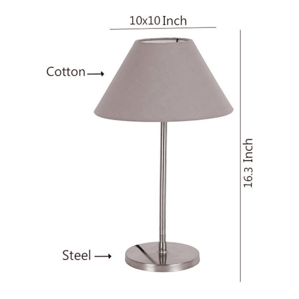 Foster Grey Fabric Shade Table Lamp with Steel Steel Base