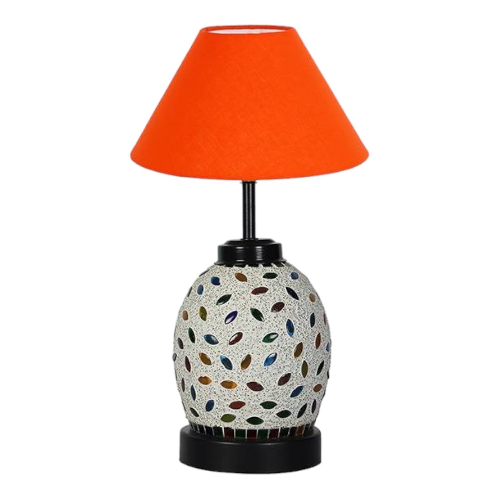 Maren Orange cotton Glass Table lamp with Iron Base