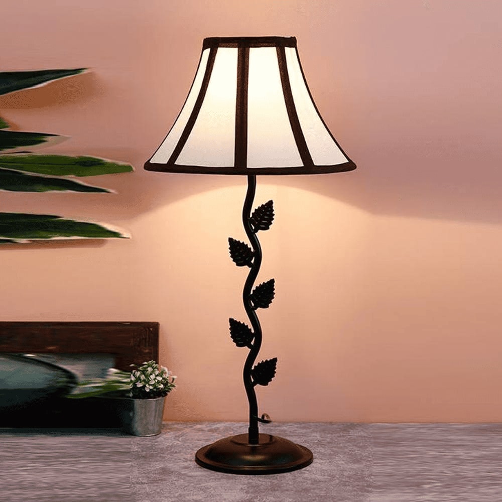 Kye Multicolour Fabric Shade Table Lamp with Black Iron Base