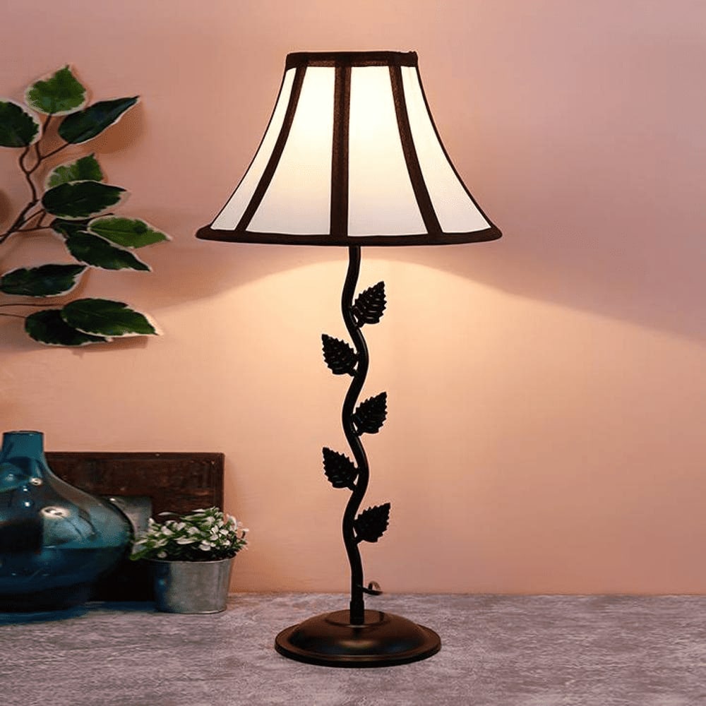 Kye Multicolour Fabric Shade Table Lamp with Black Iron Base