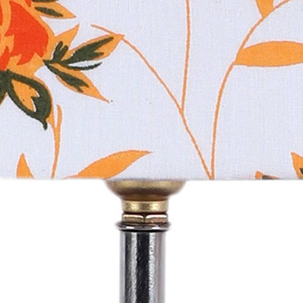 Dario Multicolour Fabric Shade Table Lamp with Brown Wood & Steel Base