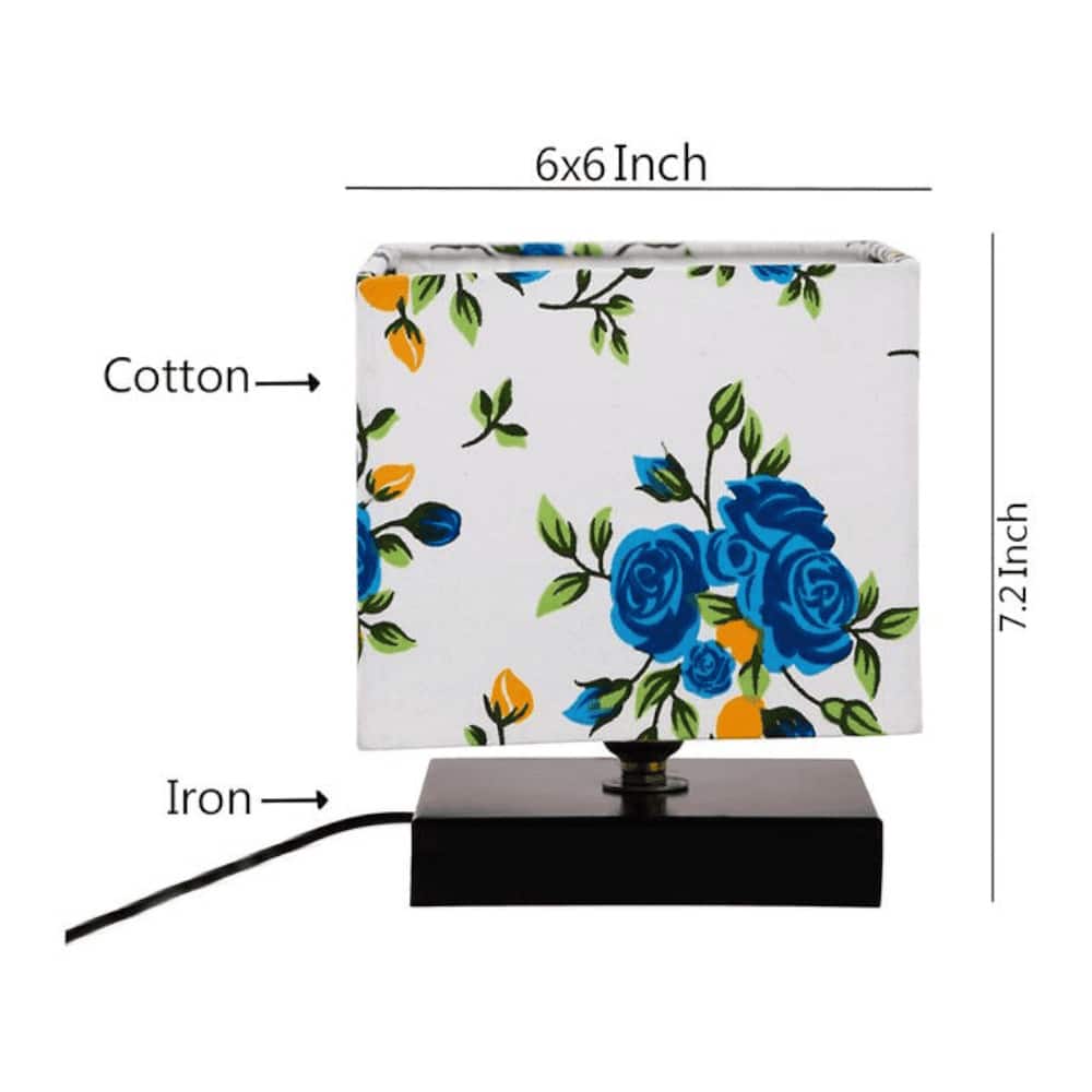 Elisha Multicolour Fabric Shade Table Lamp with Black Iron Base