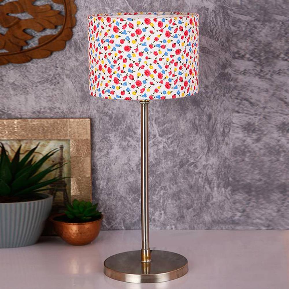 Lyric Multicolour Fabric Shade Table Lamp with Steel Steel Base - Devansh
