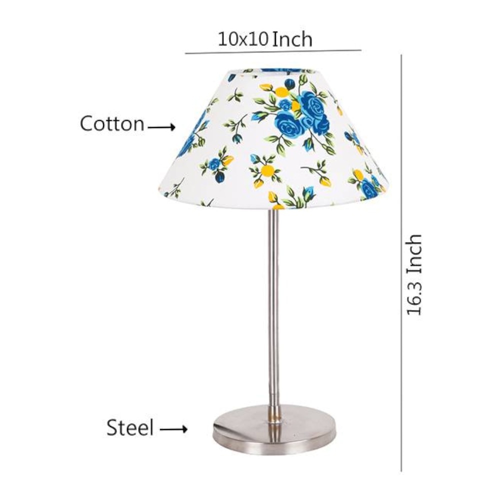 Abner Multicolour Fabric Shade Table Lamp with Steel Steel Base