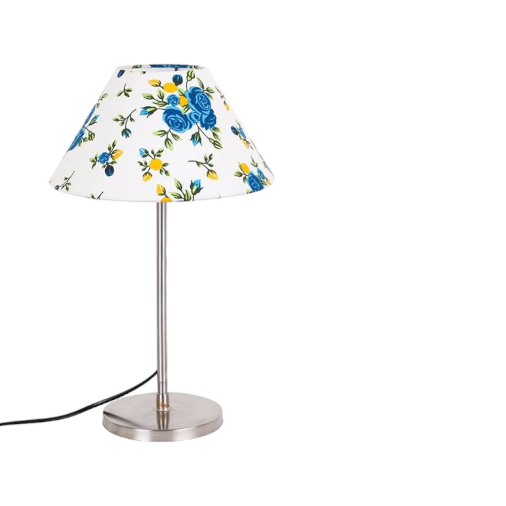 Abner Multicolour Fabric Shade Table Lamp with Steel Steel Base