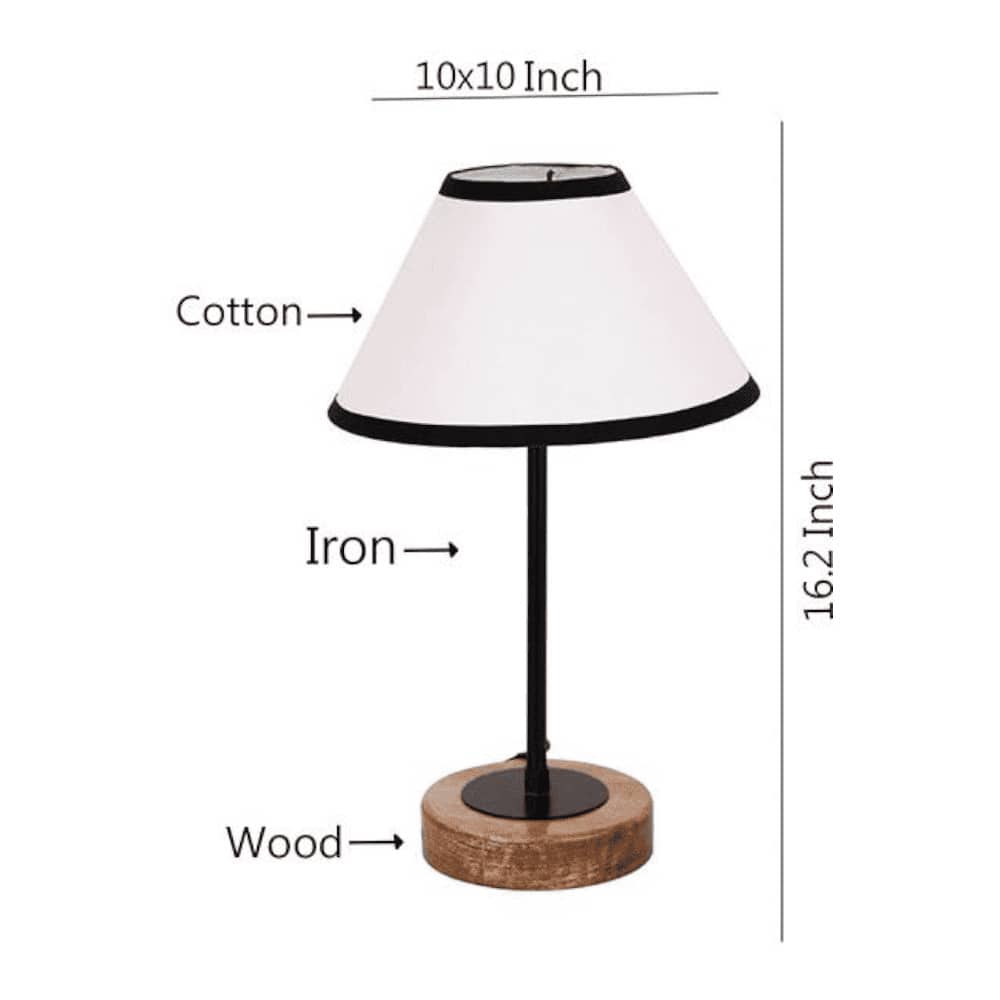 Kalel Multicolour Fabric Shade Table Lamp with Natural Wood & Iron Base