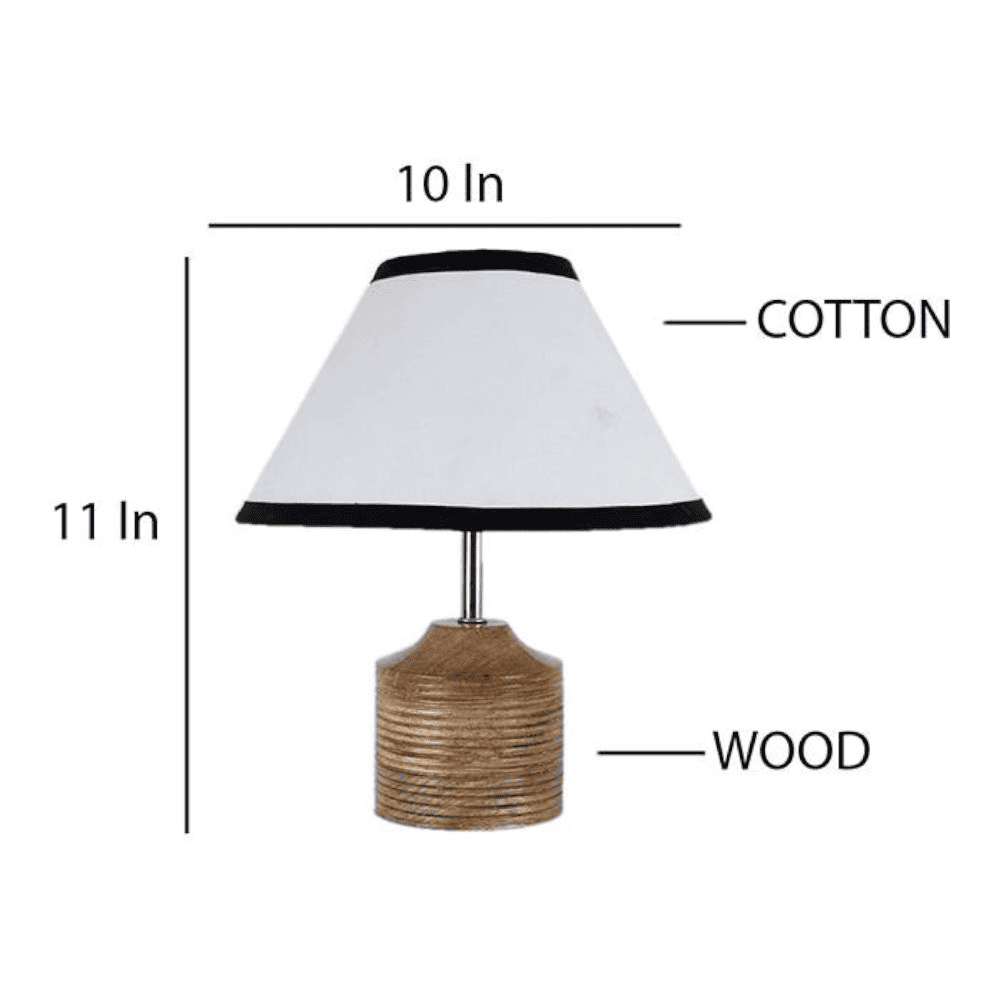Joan Multicolour Fabric Shade Table Lamp with Natural Wooden Base