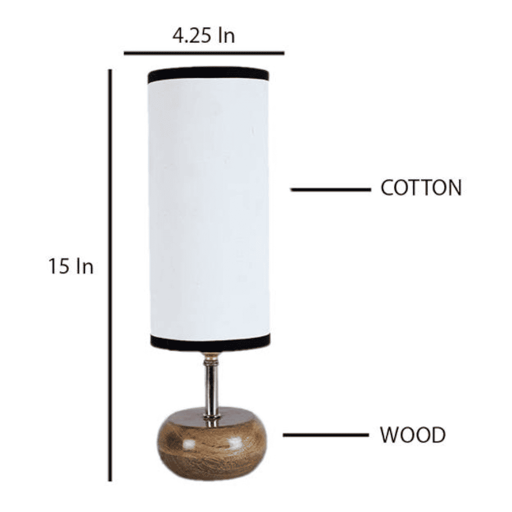 Nadine Multicolour Fabric Shade Table Lamp with Natural Wooden Base