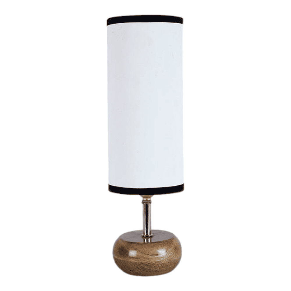 Nadine Multicolour Fabric Shade Table Lamp with Natural Wooden Base