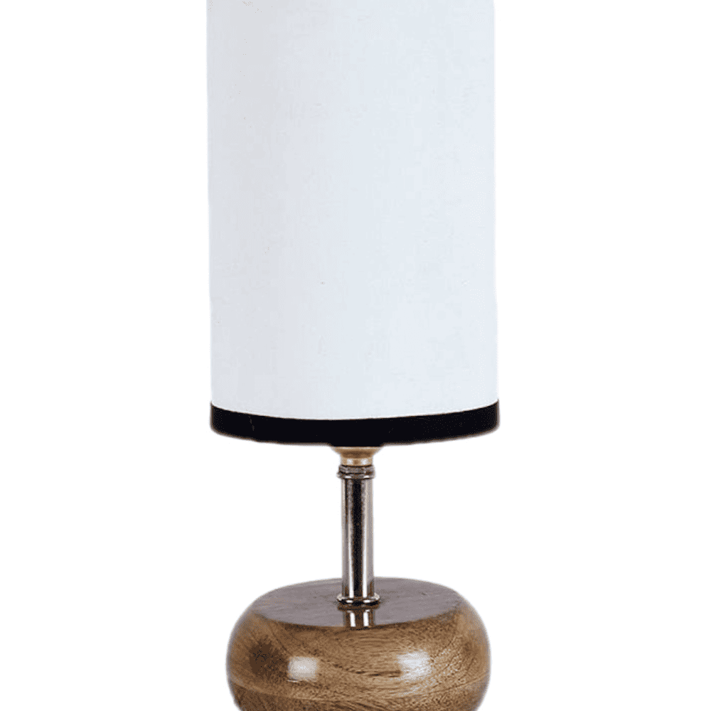 Nadine Multicolour Fabric Shade Table Lamp with Natural Wooden Base