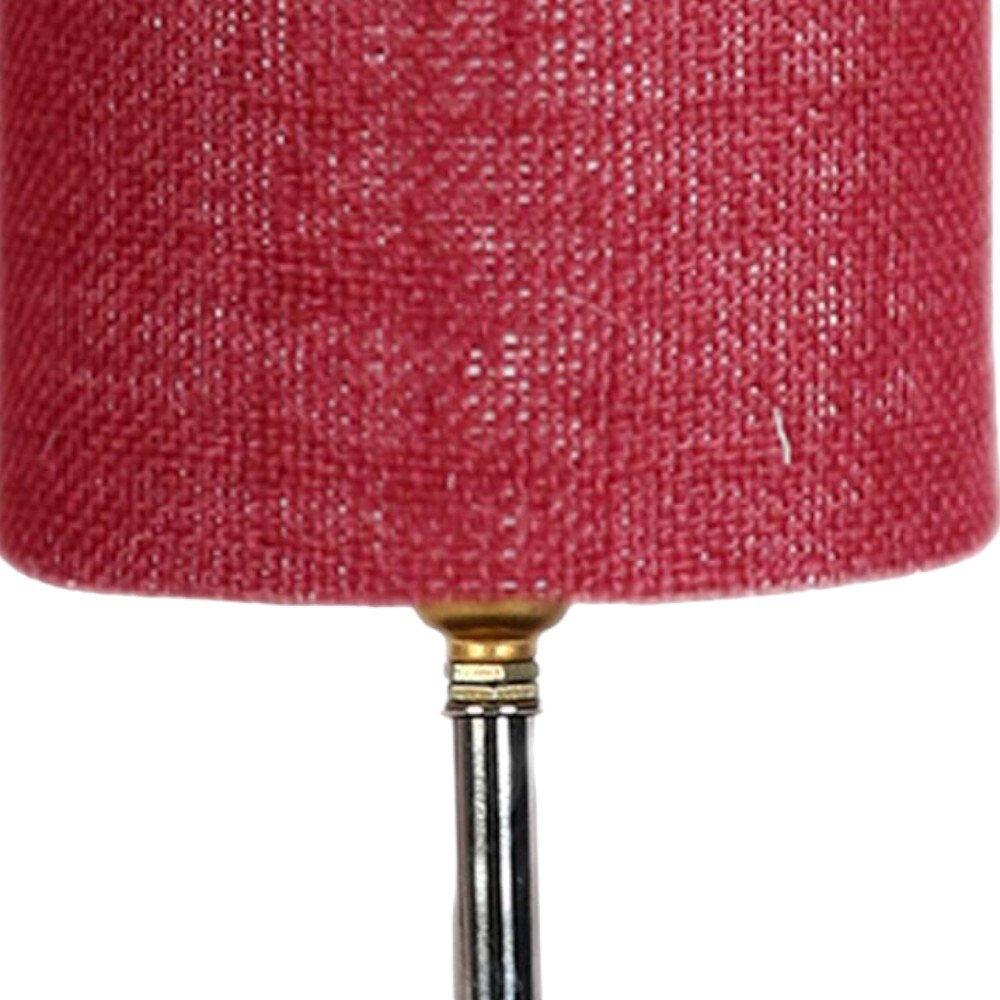 Kirby Maroon Jute table lamp with brown wood base