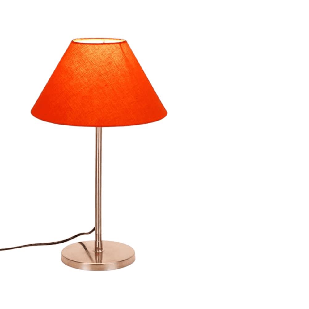Alistair Orange Fabric Shade Table Lamp with Steel Steel Base