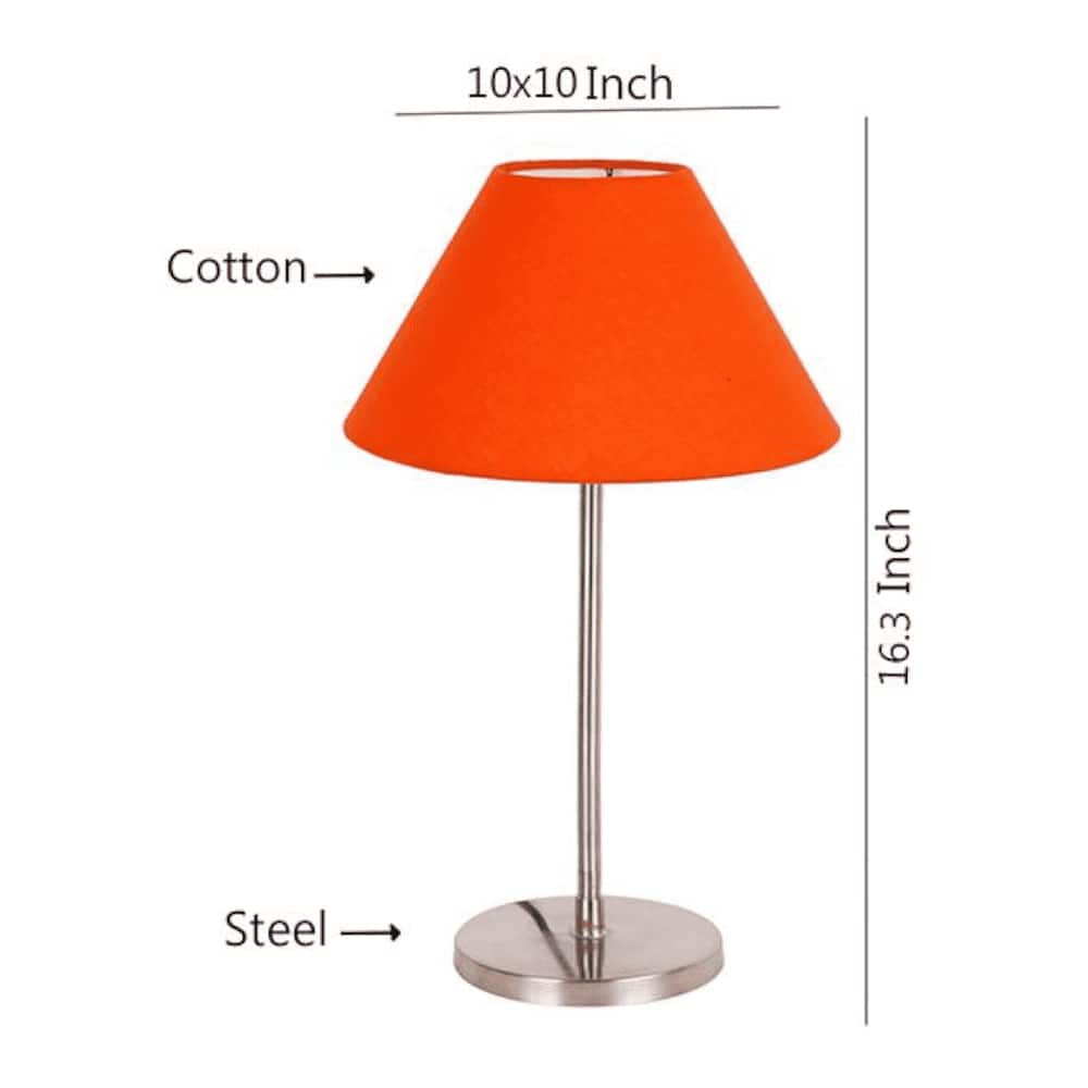 Alistair Orange Fabric Shade Table Lamp with Steel Steel Base
