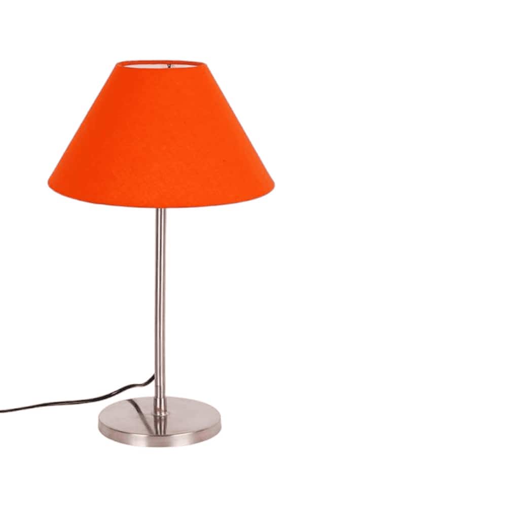 Alistair Orange Fabric Shade Table Lamp with Steel Steel Base