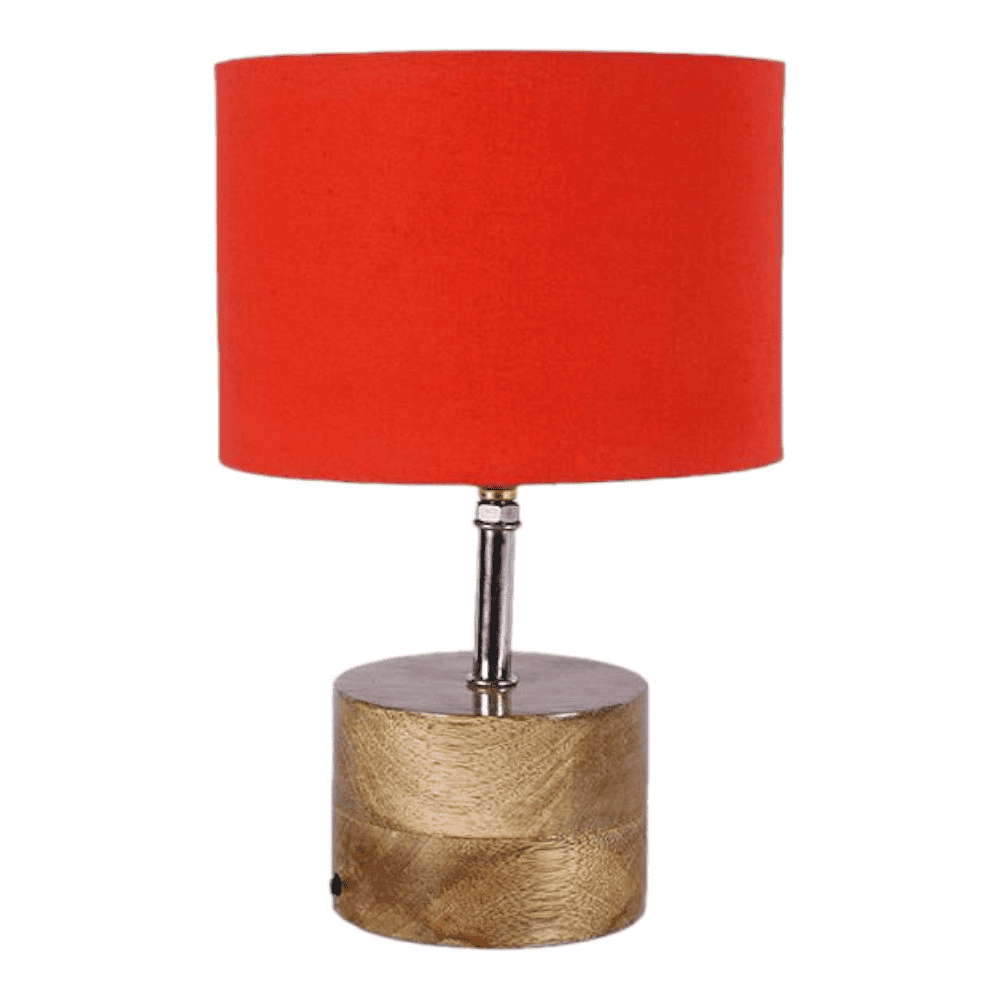 Wainwright Orange Fabric Shade Table Lamp with Natural Wooden Base