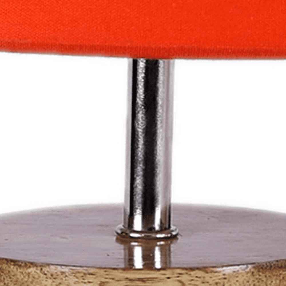 Arundhati Orange Fabric Shade Table Lamp with Natural Wooden Base