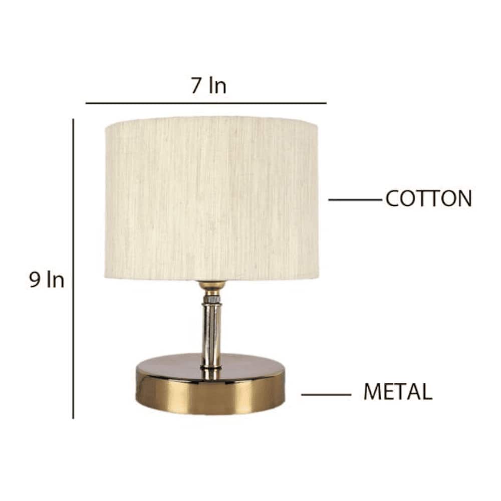 Cheney Off White Fabric Shade Table Lamp with Gold Metal Base