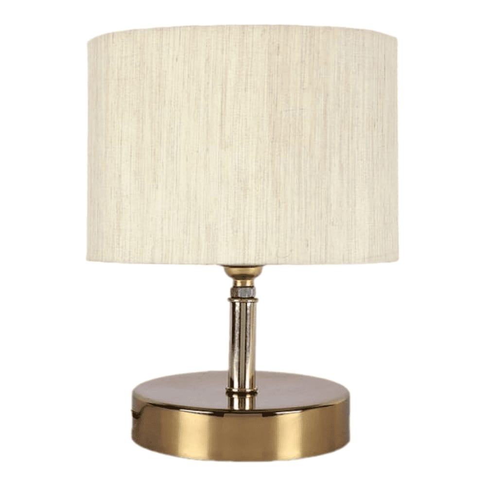 Cheney Off White Fabric Shade Table Lamp with Gold Metal Base
