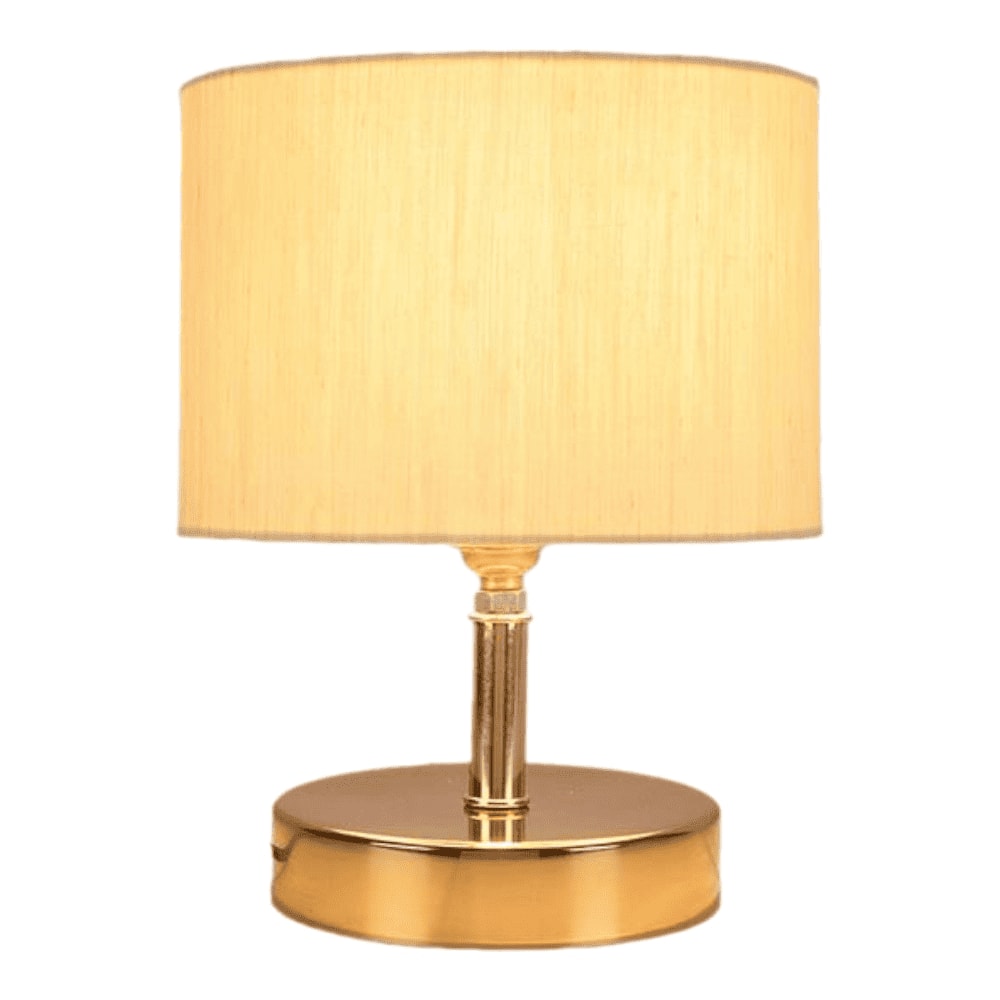 Cheney Off White Fabric Shade Table Lamp with Gold Metal Base