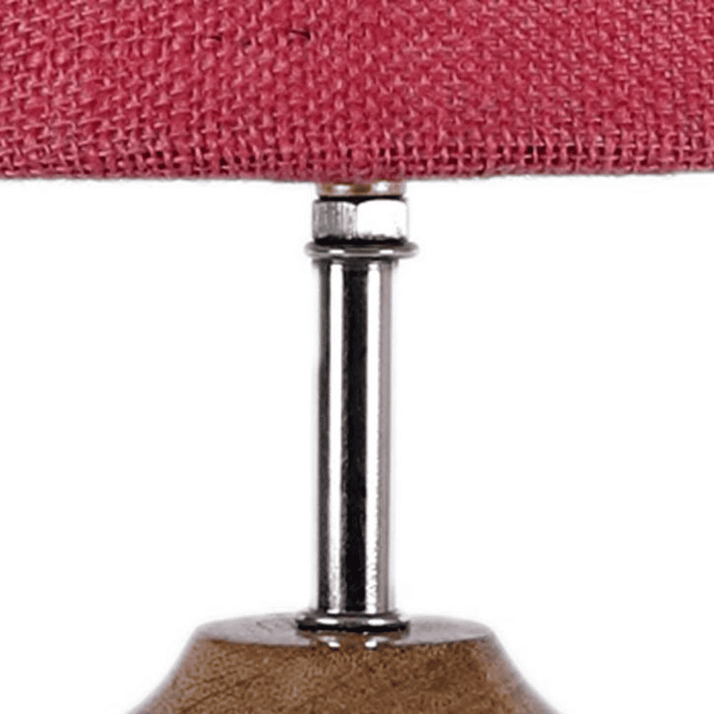 Joy Pink Natural Fiber Shade Table Lamp with Natural Wooden Base