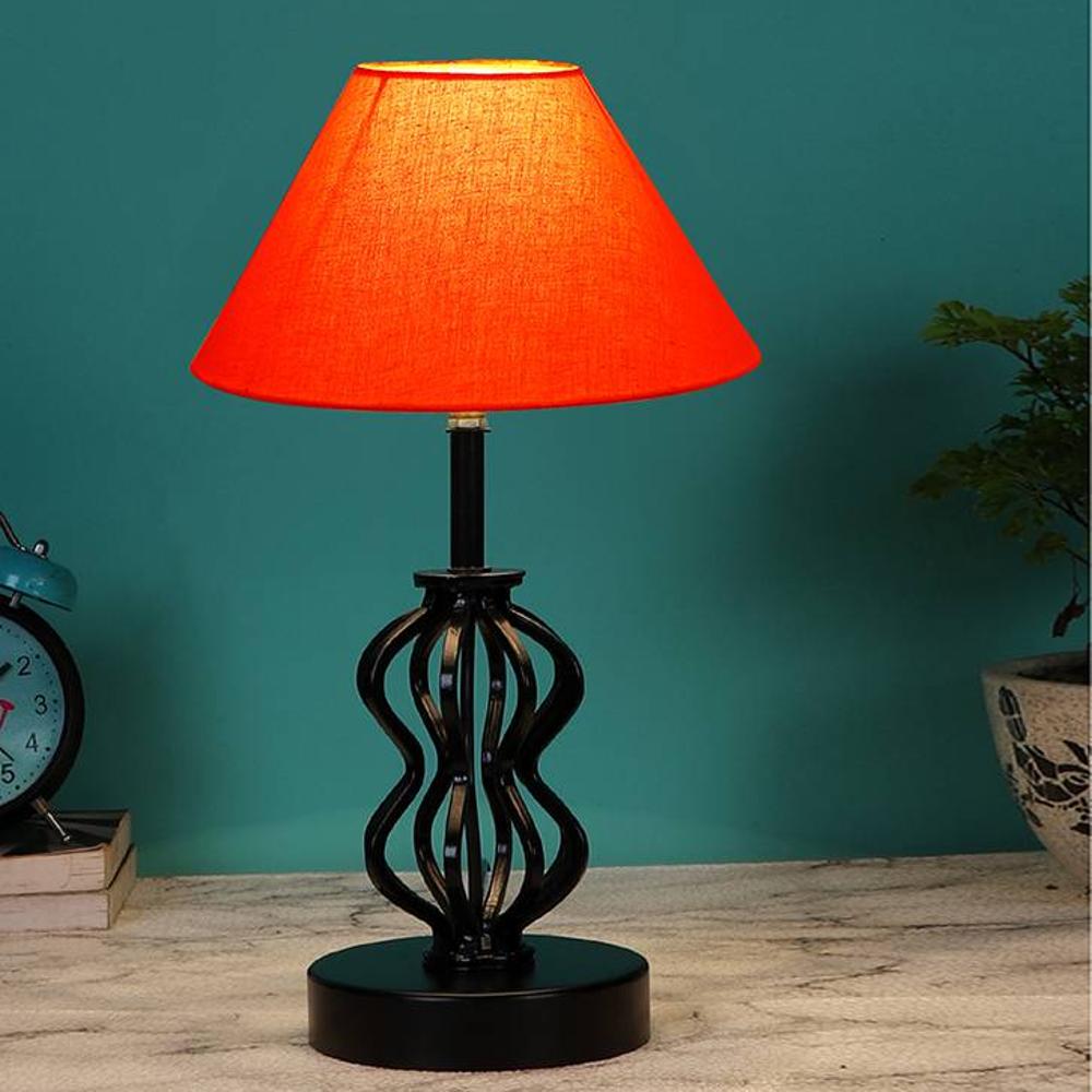 Michelle Orange cotton Table lamp with Iron Base