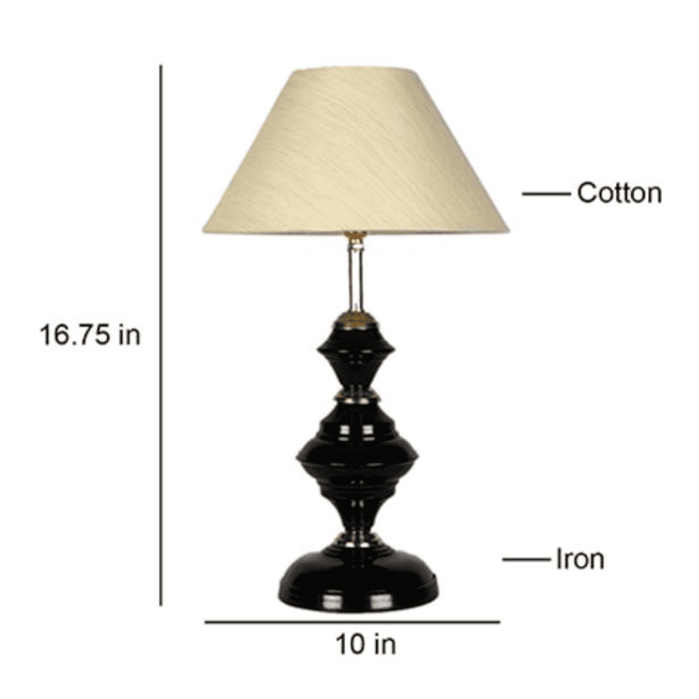 Astrid off-white cotton Table lamp with Iron Base
