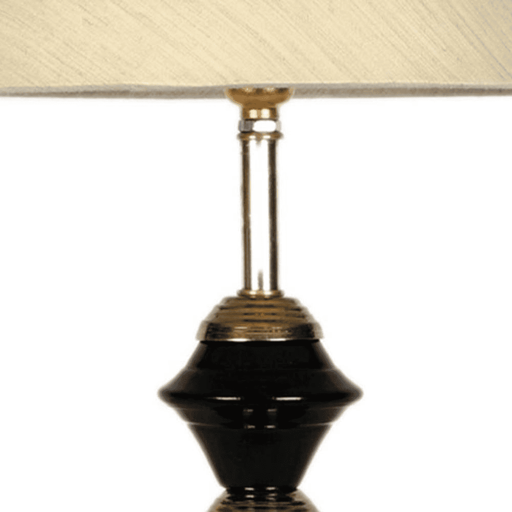 Astrid off-white cotton Table lamp with Iron Base