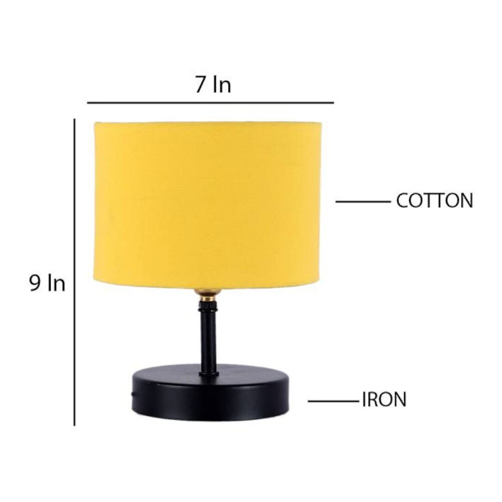 Zadie Yellow Fabric Shade Table Lamp with Black Iron Base