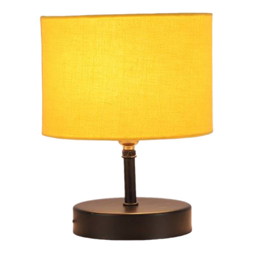 Zadie Yellow Fabric Shade Table Lamp with Black Iron Base