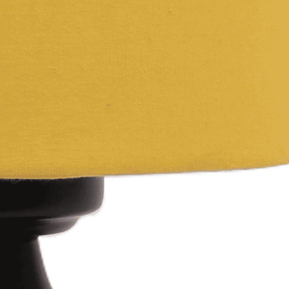 Harleen Yellow Fabric Shade Table Lamp with Black Iron Base