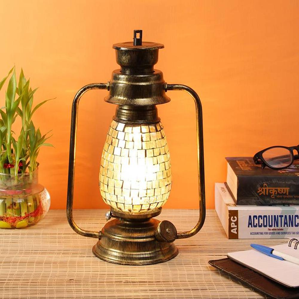 Aubrey MultiColour Glass Lantern Table Lamp