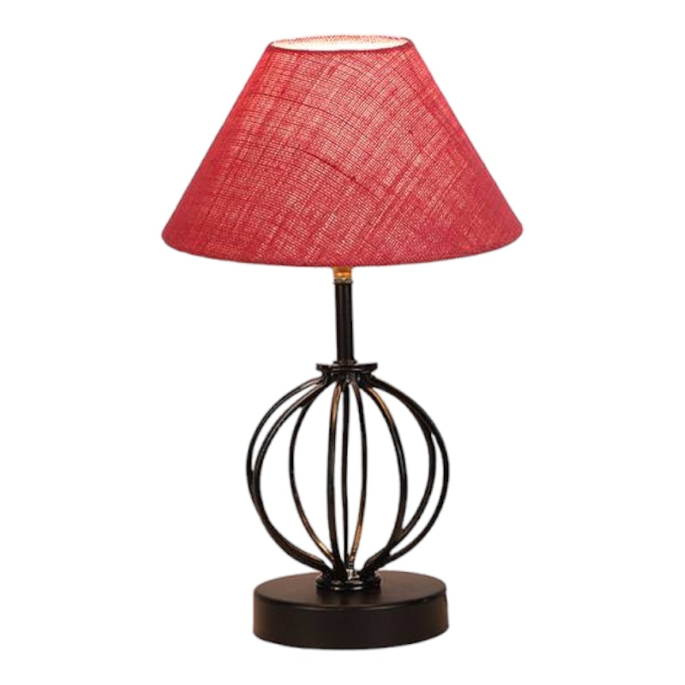 Angelina Pink Jute Table lamp with Iron Base