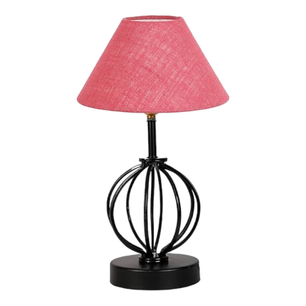 Angelina Pink Jute Table lamp with Iron Base