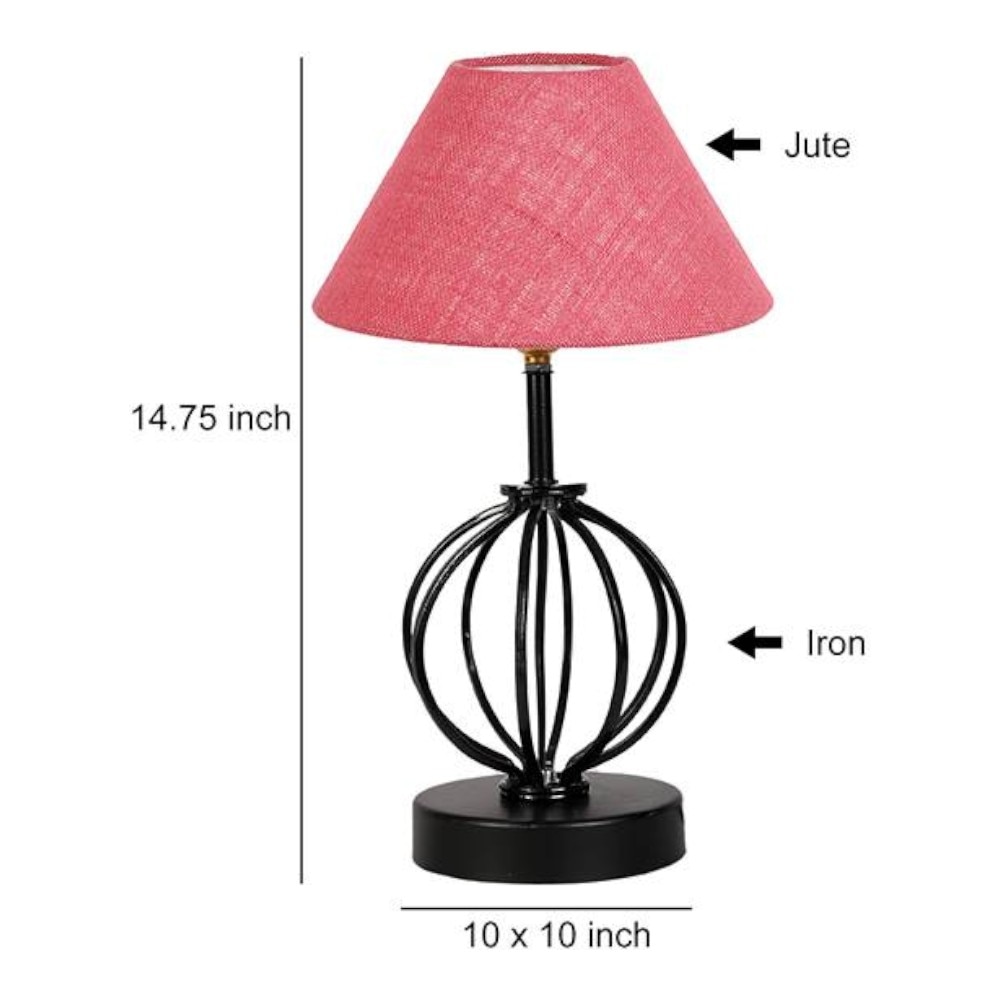 Angelina Pink Jute Table lamp with Iron Base