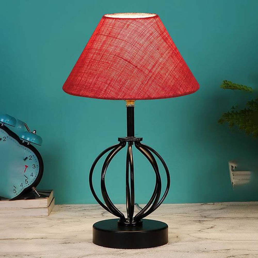 Angelina Pink Jute Table lamp with Iron Base