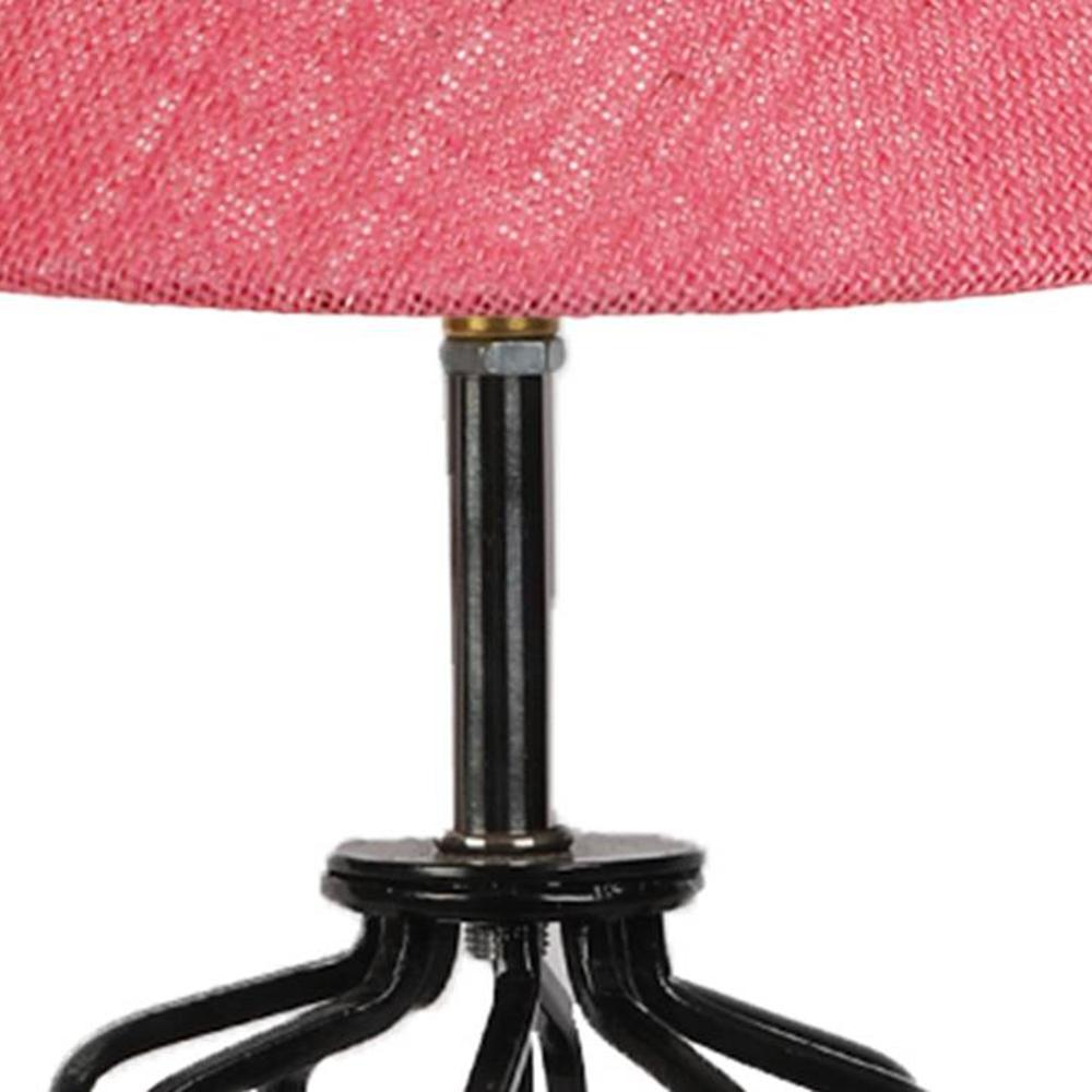 Adelynn Pink Jute Table lamp with Wood & Iron Base