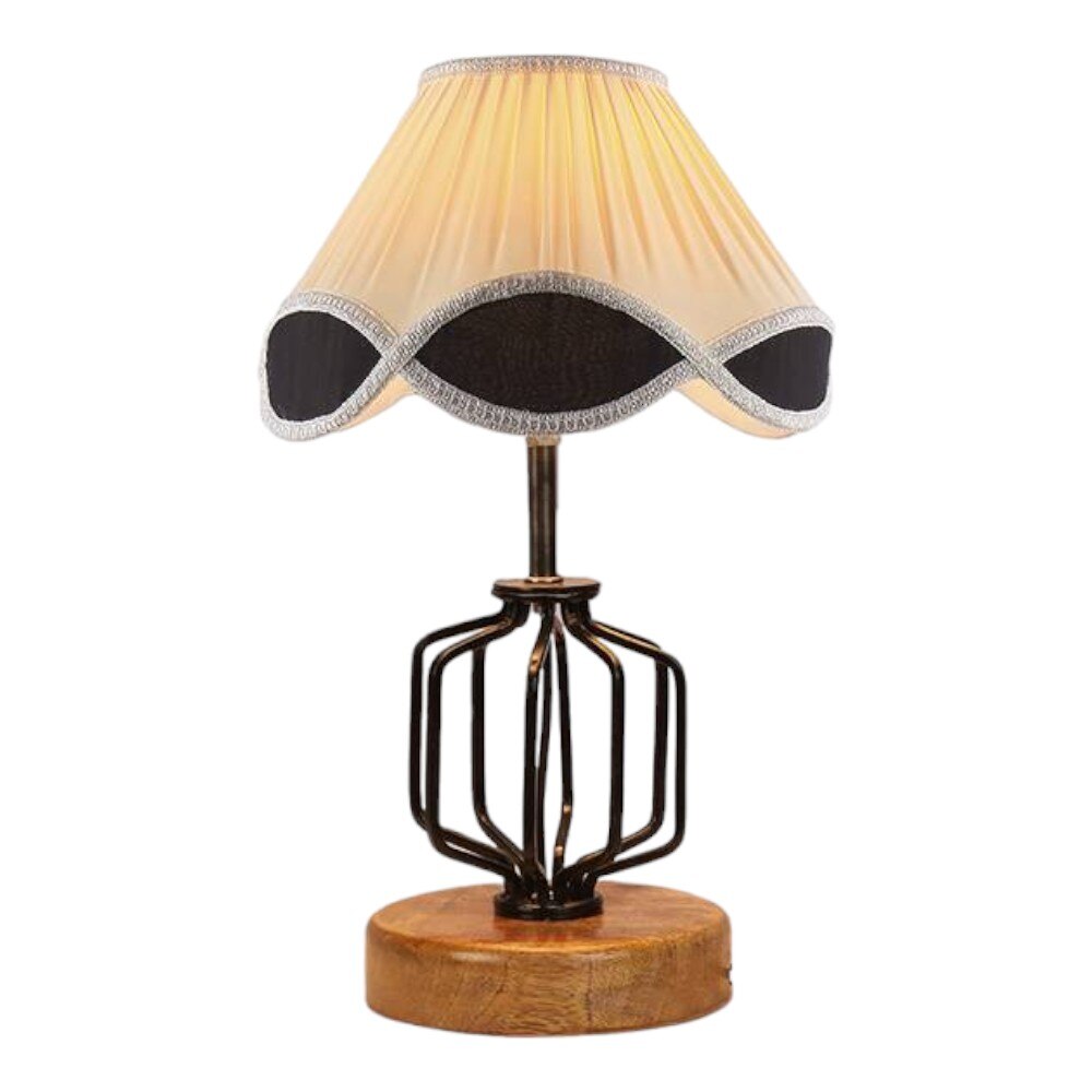 Lexi Vintage Multicolor Shade Table lamp with Wood & Iron Base
