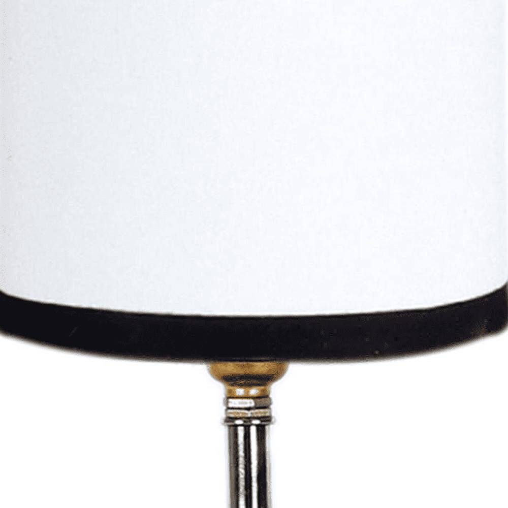 Sinclair white & black cotton table lamp with brown wood base