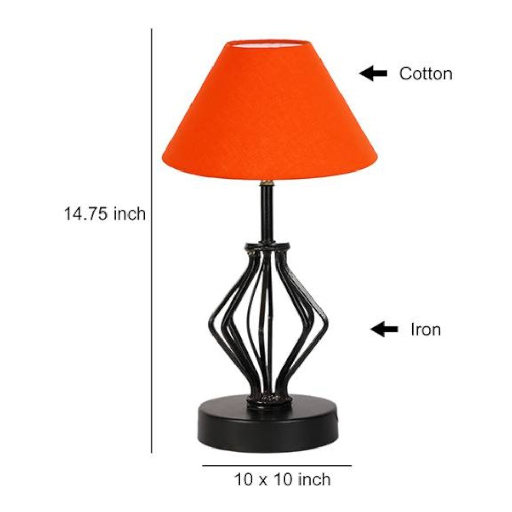 Viviana Orange cotton Table lamp with Iron Base