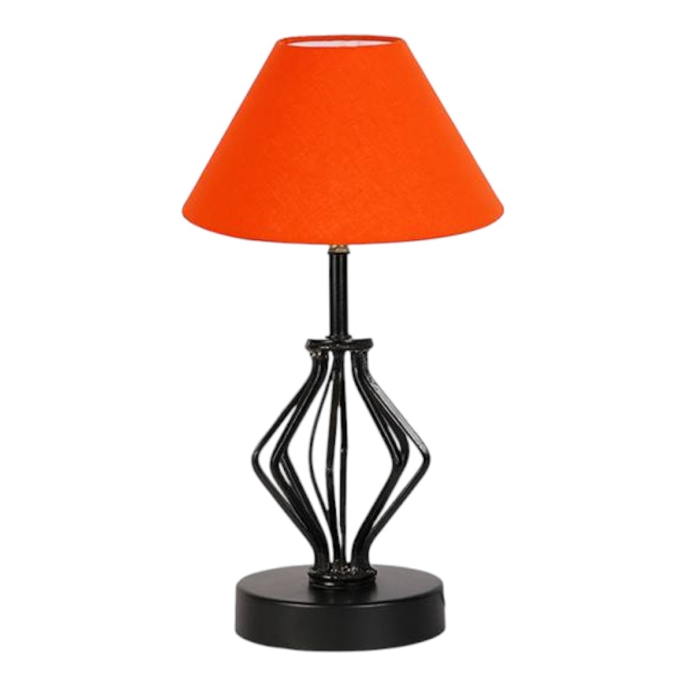 Viviana Orange cotton Table lamp with Iron Base