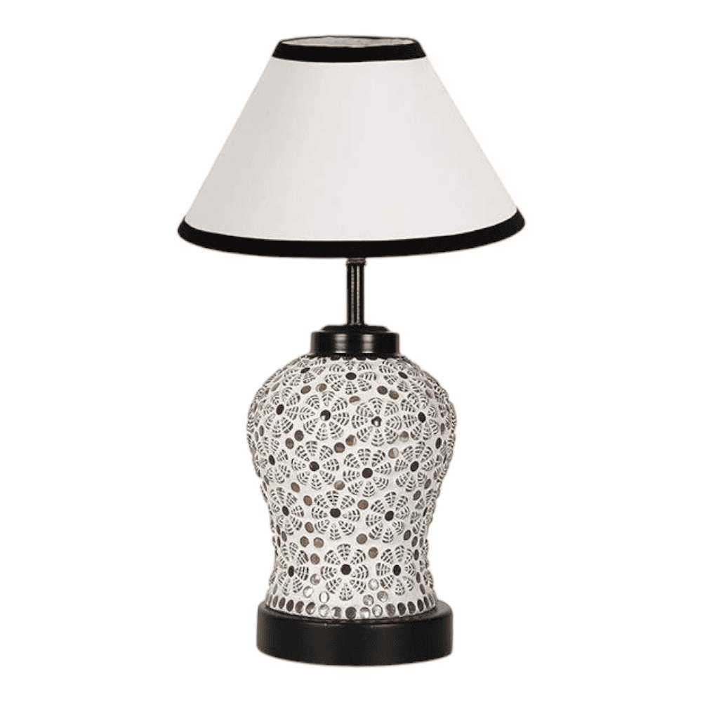Helen Multicolor cotton Glass Table lamp with Iron Base