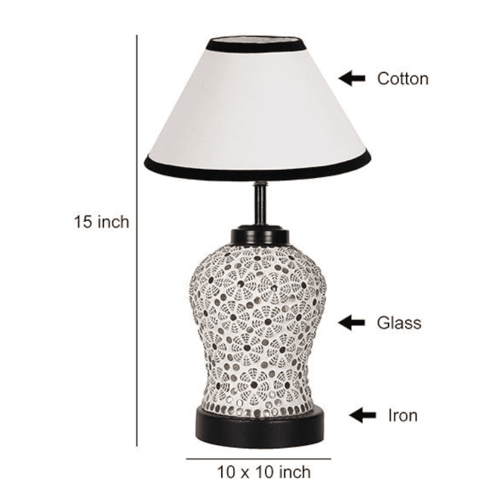 Helen Multicolor cotton Glass Table lamp with Iron Base