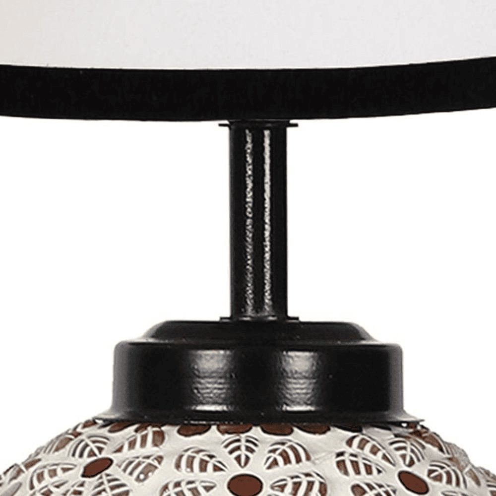 Helen Multicolor cotton Glass Table lamp with Iron Base